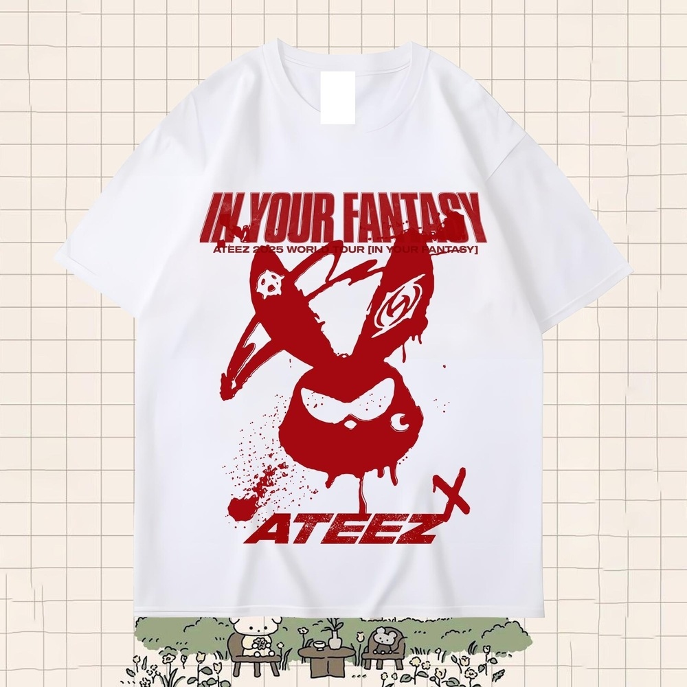 Ateez 2025 World Tour In Fantasy Shirt White Shirt